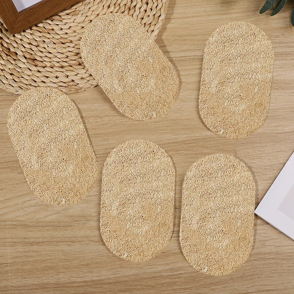 5Pcs Natural Luffa Dish Washing Cloth Sponge Loofah Scrub Pad Dish Pot Easy To Clean Scrubber Sponge Kitchen Clean Brushes Pad