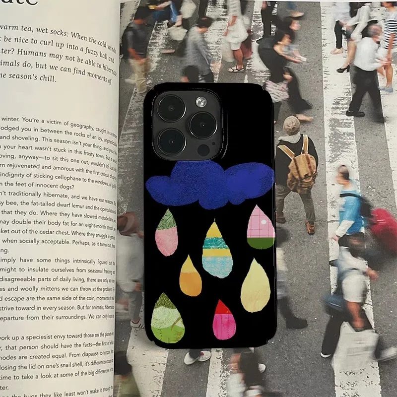 Creative Colorful Raindrop Art Case for IPHONE 16 15PRO MAX 14 13 PRO 13 PRO MAX 15 15PLUS 15PRO Acrylic Hard Mobile Phone Cases