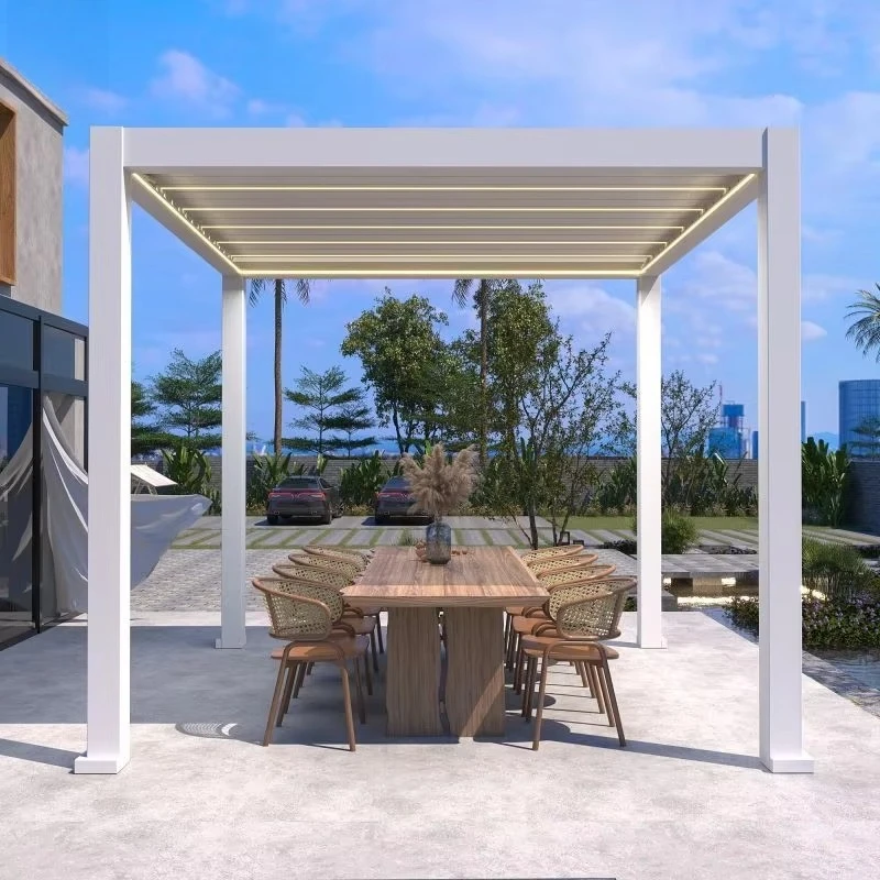 Factory Direct 2026 Aluminum Awning Canopy Pergola Outdoor Waterproof Gazebo Roof Ideas 3x3 3x4 4x3 4x4 4x5 4x6 6x3 6x4 6x5 6x6m view 4
