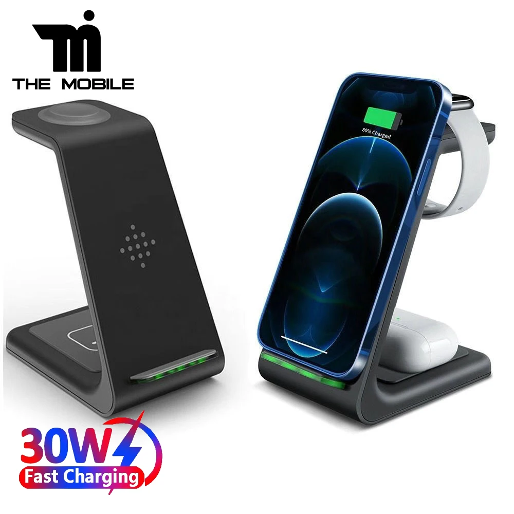 30W 3 in 1 Wireless Charger dock For iPhone Apple Watch Samsung Galaxy S24Ultra Xiaomi redmi Huawei Wireless Fast Charging Stand