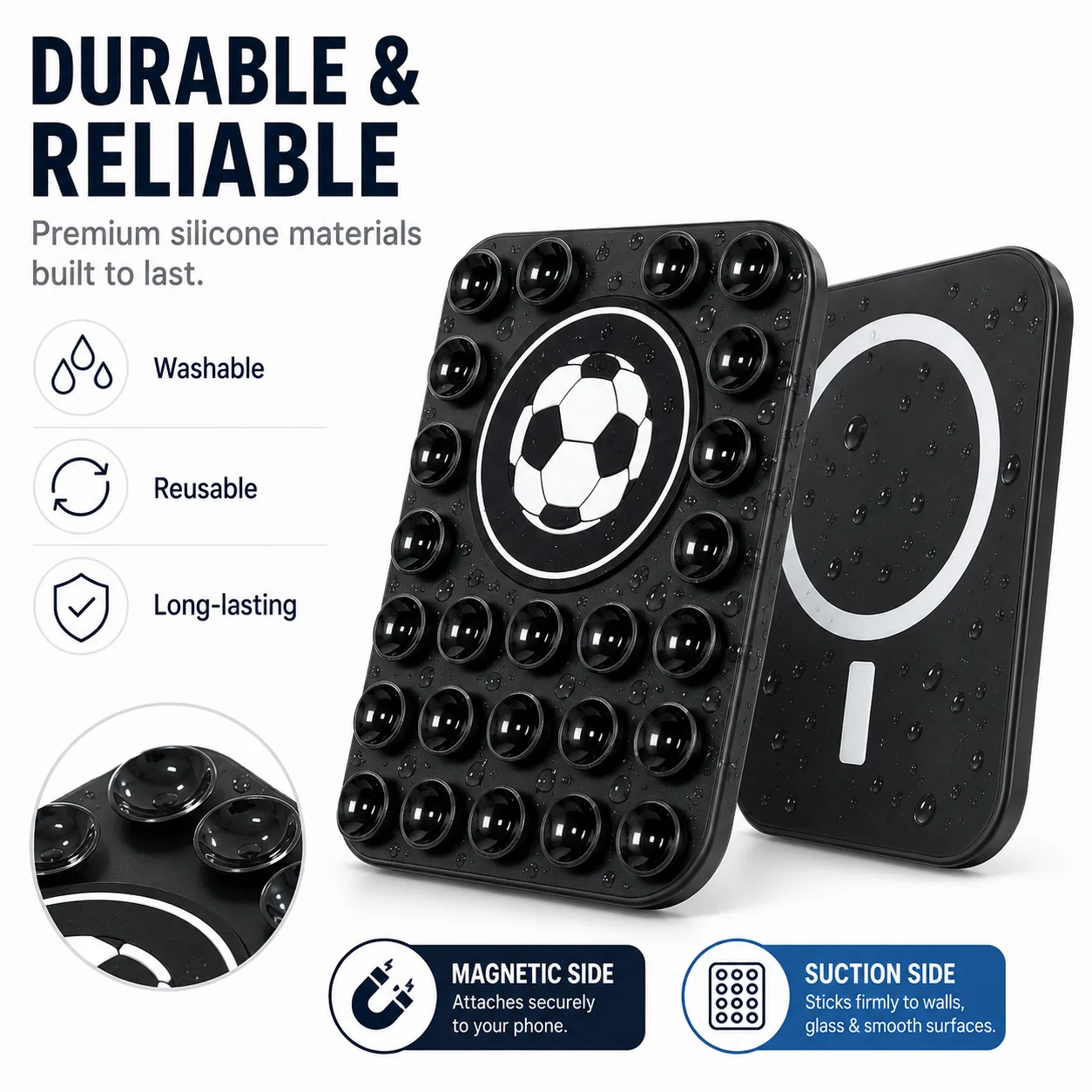 

Football Pattern Single Sided Magnetic Suction Cup Wall Phone Holder For iPhone 2-In-1 Portable Car Holder Mobile Phone Accessor