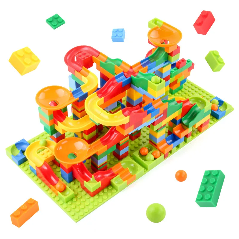 84-504PCS Marble Race Run Blocks Maze Ball Track Toy Kompatybilne klocki miejskie Lejek Klocki ślizgowe Zabawki DIY Klocki Zabawki