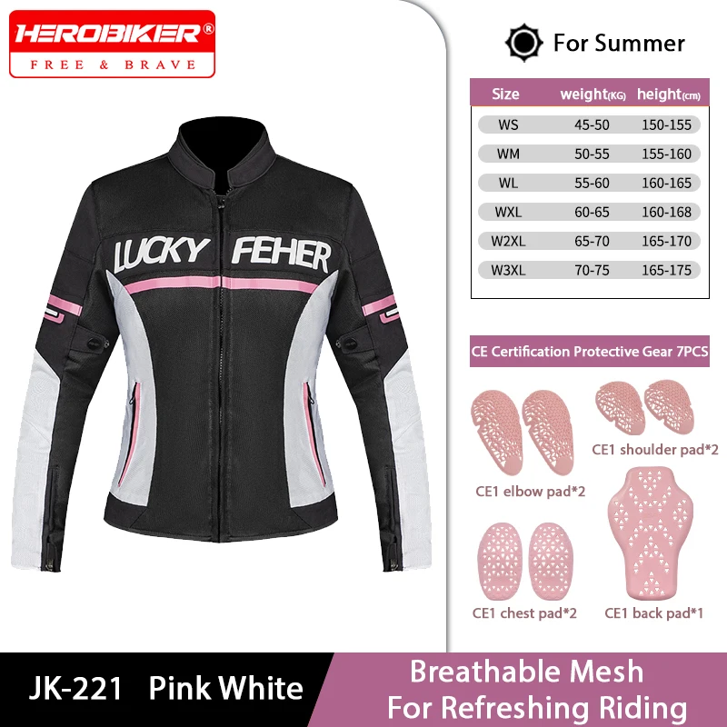 

Women's Motorcycle Jacket Summer Breathable Mesh Motorbike Jacket With CE Protection Gear Motocross Off-Road Riding Clothes