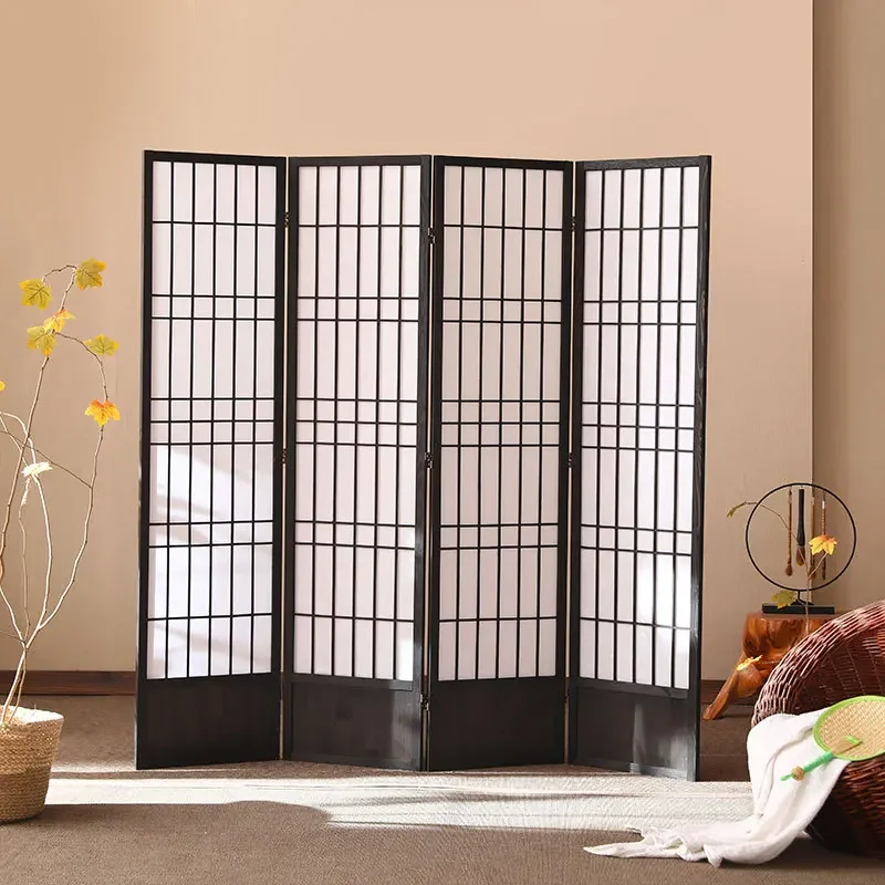 Japanese-style screen partition restaurant block decoration B & B hotel new Chinese folding movable solid wood retro folding scr