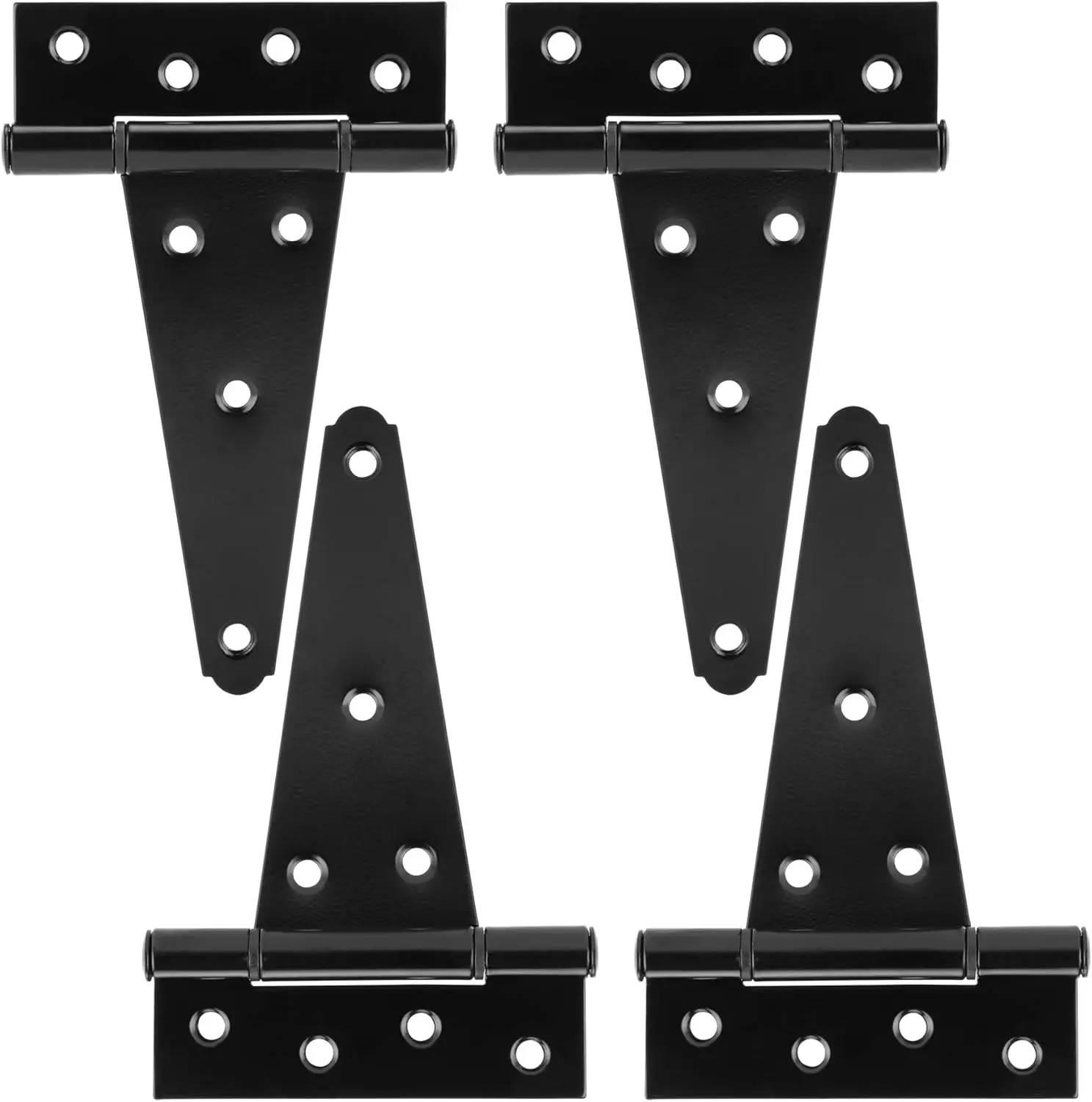 

Heavy Duty T-Strap Shed Door Hinges with 2mm Thick Steel, Rustproof Black Gate Hinges for Wooden Fences and Barn Doors (4 Pack)