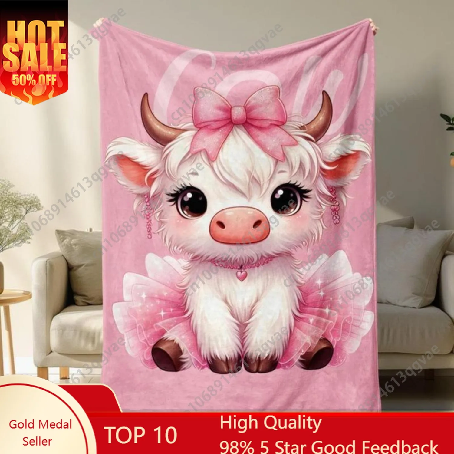 

Soft Funny Throw Blanket Room Decor Cute Cartoon Cow Print Plush Fabric Blanket Comfortable Warm Comfy Bedding Napping Blanket