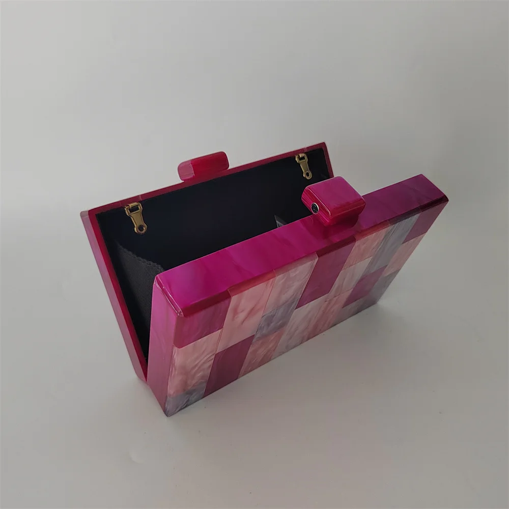 Fuchsia Hot Pvc Acrylic Box Evening Clutch Bag Women Designer Luxury Mini Summer  Purses And Handbags Wedding Gift Party Wallets