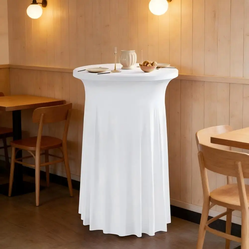Nappe de Table de Cocktail de couleur blanche, jupe de Style moderne et élégant, couverture élastique ronde en tournesol pour Bar de réunion commerciale