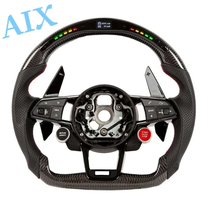

Universal Real Carbon Fiber Steering Wheel for Audi R8 A3 A4 A5 A6 A7 S3 S5 Q5 Q7 TT RS3 RS5 RS7, LED Sport Steering Wheel