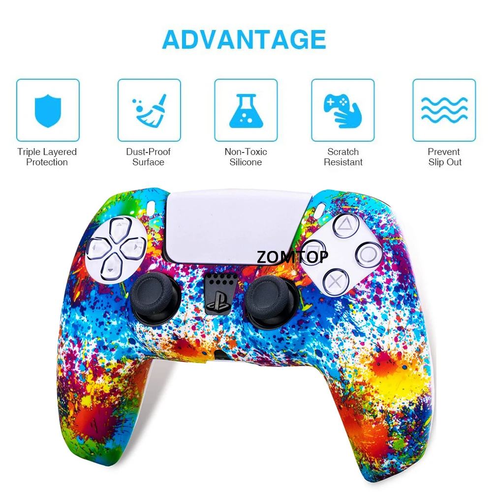 For PS5 DualSense Controller Grip Cover,  Anti-Slip Silicone Skin Protective Cover Case for Playstation 5 Dualshock Controller