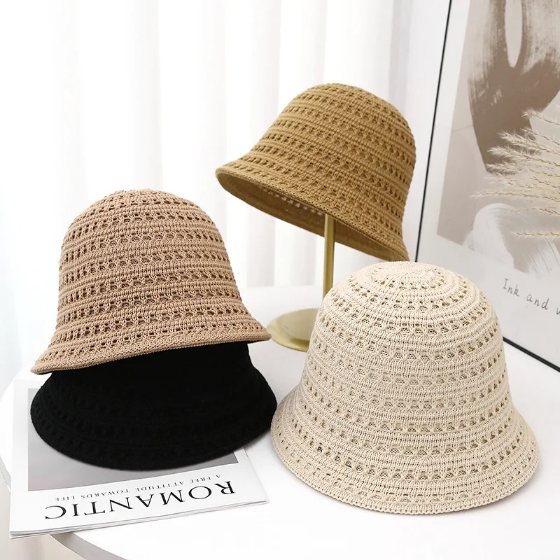 Cappelli a secchiello lavorati a maglia a doppio strato primavera autunno per donna Cappello da pescatore lavorato a maglia vintage Nuovi berretti Panama per donna MAXSITI U