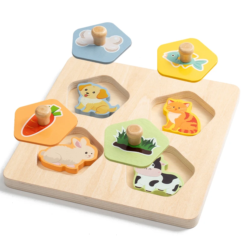 1pcs Children's Hand Scratch Board 3D Puzzle Food Pairing Wooden Toys for  Kids Baby Montessori Early Education Puzzle Toy