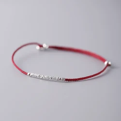 La Monada 925 Sterling Silver Rope Bracelets Silver Bead Fashion Thin Red Thread Line String Bracelets For Women Girls