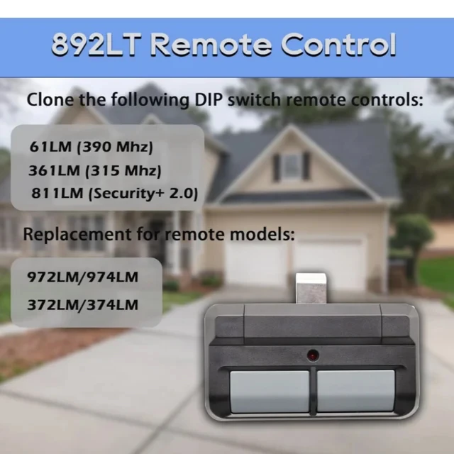 Imagem -04 - Controle Remoto para Liftmaster Segurança Aprendizagem Abridor de Porta de Garagem Compatível com 372lm 972lm 811lm 2.0 892lt