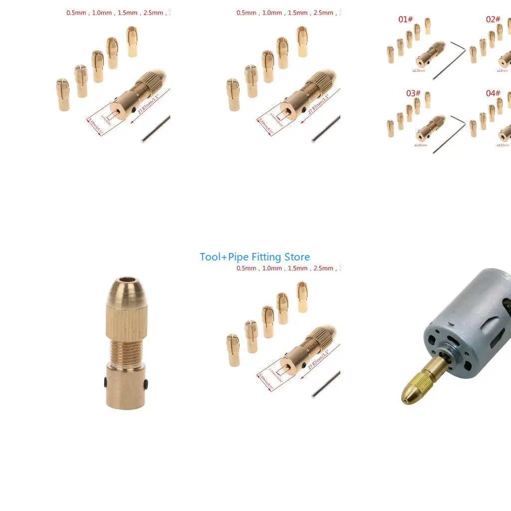 F92B 7Pcs/Set 2/2.35/4.05/5.05mm Electric Motor Shaft Mini Chuck Fixture Clamp 0.5-3.