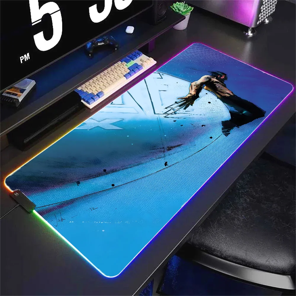 Movie Star Wolverine Mousepad XXL RGB Gaming Mouse Pads HD Black Gamer Accessories Large LED