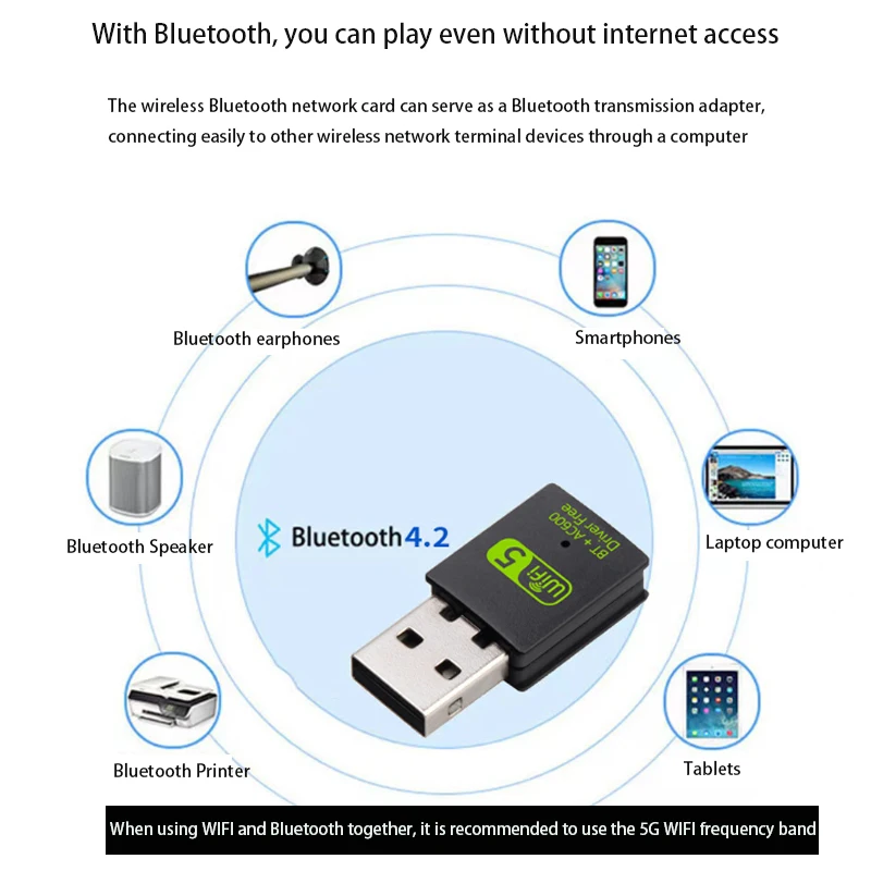 Carte Lan avec pilote gratuit, récepteur de signal WiFi Bluetooth, transmetteur, carte réseau sans fil, adaptateur de jeu, réception de signal, 600m