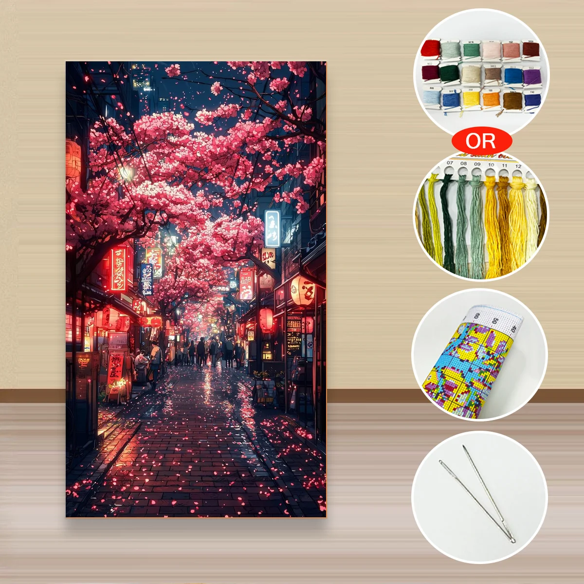 1 Stück 40x70cm/15,7x27,5 Zoll, 11Ct/14Ct Kreuzstich-Set, DIY Valentinstagsgeschenk, Stickerei-Set für Festivals, Stadt – Detail 4