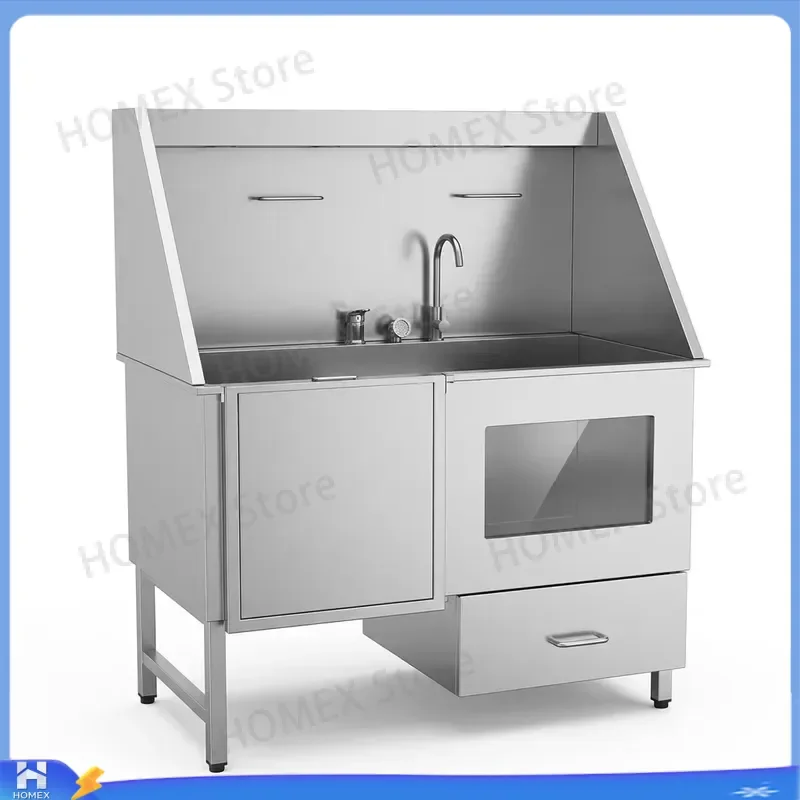 Stainless Steel Dog Grooming Bathtub with Drawer Modern Pet Washing Sink Eco Friendly Bathroom Shower Tub for Small Medium
