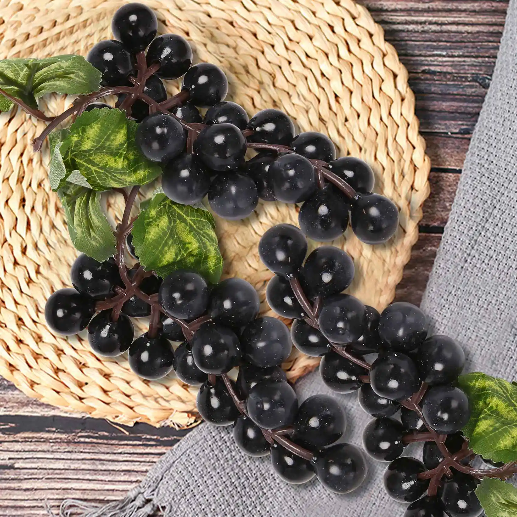 10 cachorros de uvas negras artificiales, fruta falsa, hogar, cocina, fiesta, decoración de boda, fotografía