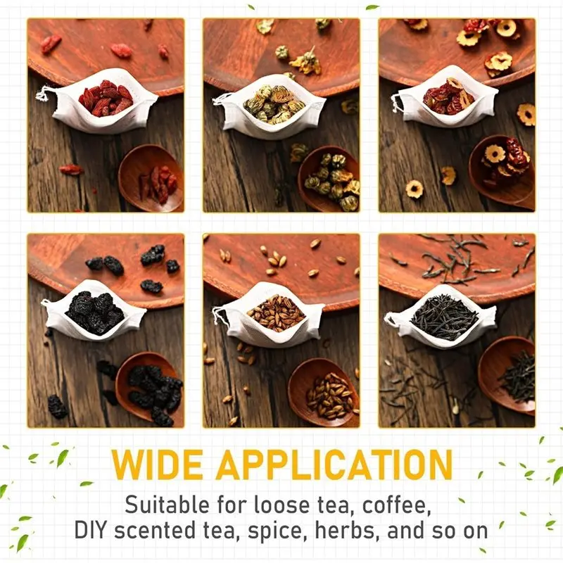 TFORU-1000 Pcs Tea Bags For Loose Leaf Tea Drawstring,2 X 2.76 Inches Empty Filter Sachets For Coffee Spice Herbs, Fine Mesh