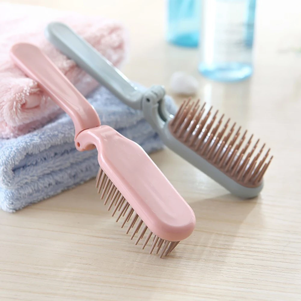 Portable Travel Foldable Hair Comb Detangling Soft Teeth Hair Brush Anti Static Head Massage Combs Styling Hairdressing Tool