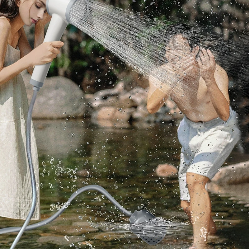 1.5A/2.0A Portable Outdoor Shower Bathing Tool Field Construction Site Dormitory Electric Shower Rural Home Shower with 2M Hose view 3
