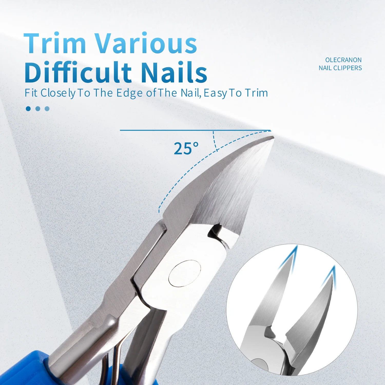 1/4 قطعة الفولاذ المقاوم للصدأ تو مسمار المقص ل نام/سميكة أظافر شفرة منحنية باديكير أداة المتقلب قبضة مريحة العناية بالقدم