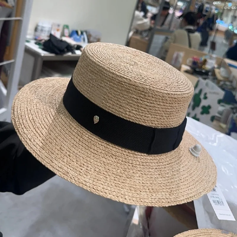 helenkski-straw-hat-uv-protection-sunshade-cap-flat-top-sun-hat-for-women-spring-summer-autumn-winter-versatile-outdoor-cap