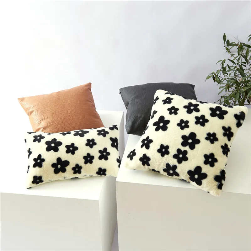 

Flower Cushion Cover Plush Pillow Cover 45×45cm For Sofa Home Living Room Decoration Pillows Cojines Decorativos Para Sofá