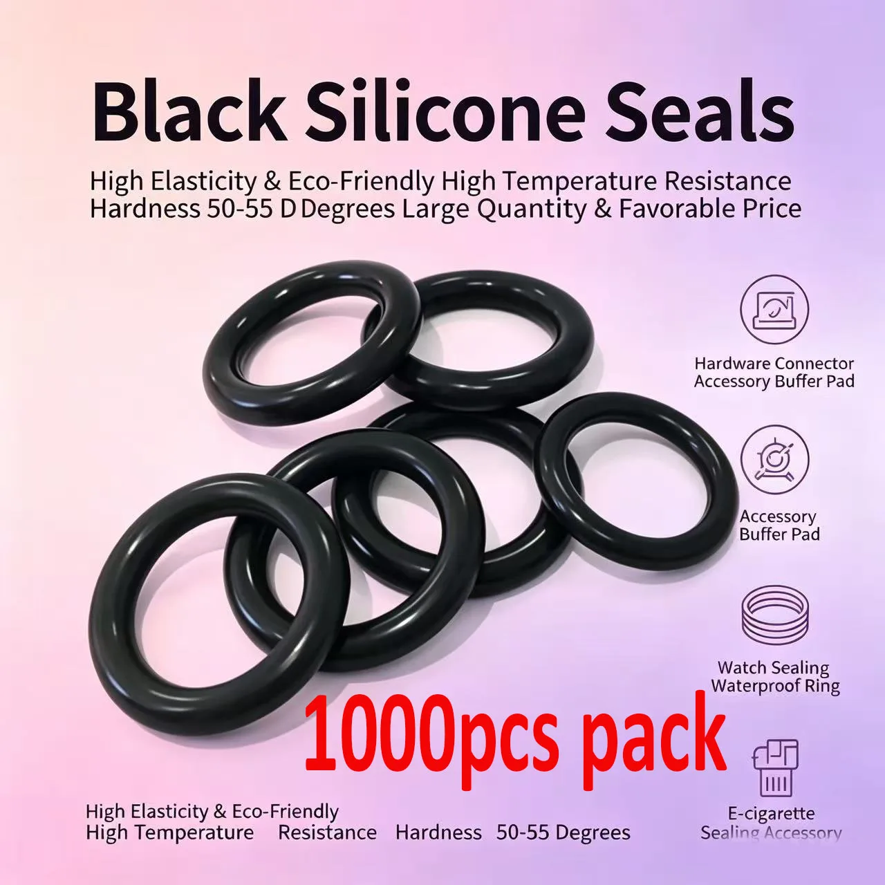 1000pcs black silicone sealing O-ring high-temperature resistant waterproof rubber ring diameter 0.5 0.8mm outer diameter3-10·