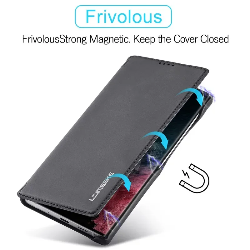 Flip Leather Phone Case For Samsung Galaxy S24 S23 Ultra S22 Plus S21 FE S20 Note 20 Card Slot Stand Wallet Protect Cover