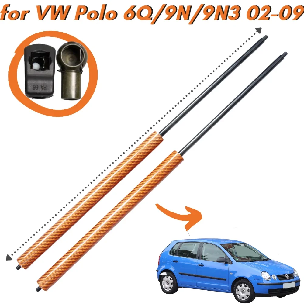 9 Colors Carbon Fiber Bonnet Hood Gas Struts Springs Dampers for Volkswagen Polo MK4 6Q/9N/9N3 2002-2009 Lift Supports Shock