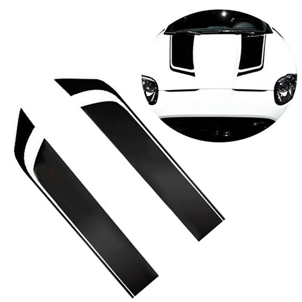 Stylish Washable Accessories New Parts Car Sticker Vinyl Black Bonnet Decal Decorative Hood Racing Stripe Trim