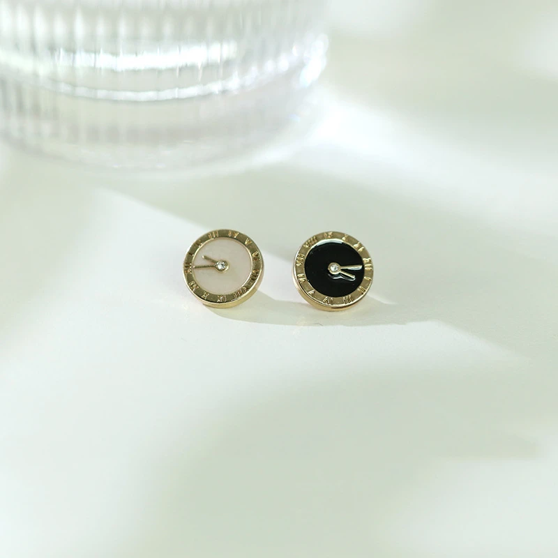 10pcs 12mm Black Rhinestone Buttons for Clothing Fashion Clock Design White Shirt Buttons Sewing Accessories Shirt Cuff Buttons