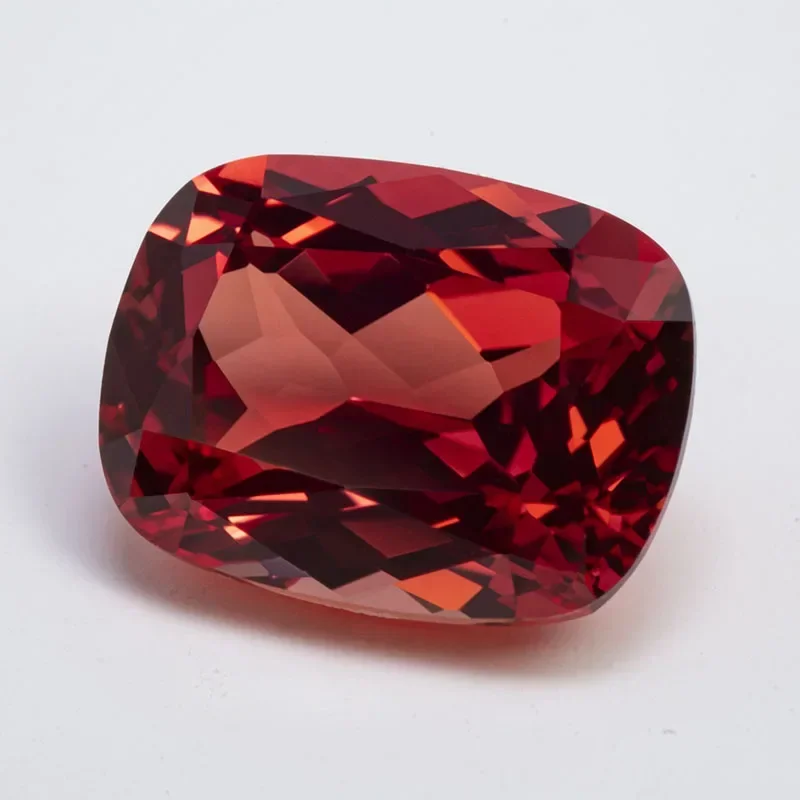 Lab Grown Sapphire Sunset Red Color Cushion Shape Charms Beads VVS1 for DIY Jewelry Making Necklace Selectable AGL Certificate