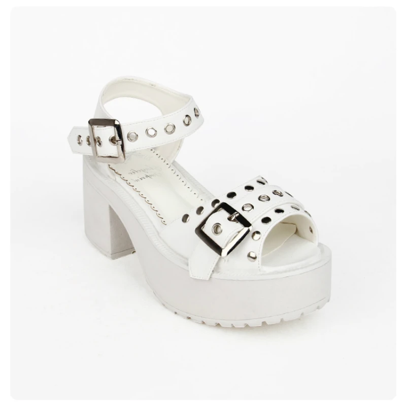 New Summer Gothic Girls Female Rivet Japanese Cute Anime Cos Lolita Shoes Women Harujuku Feminine Heeled Platform Sandals