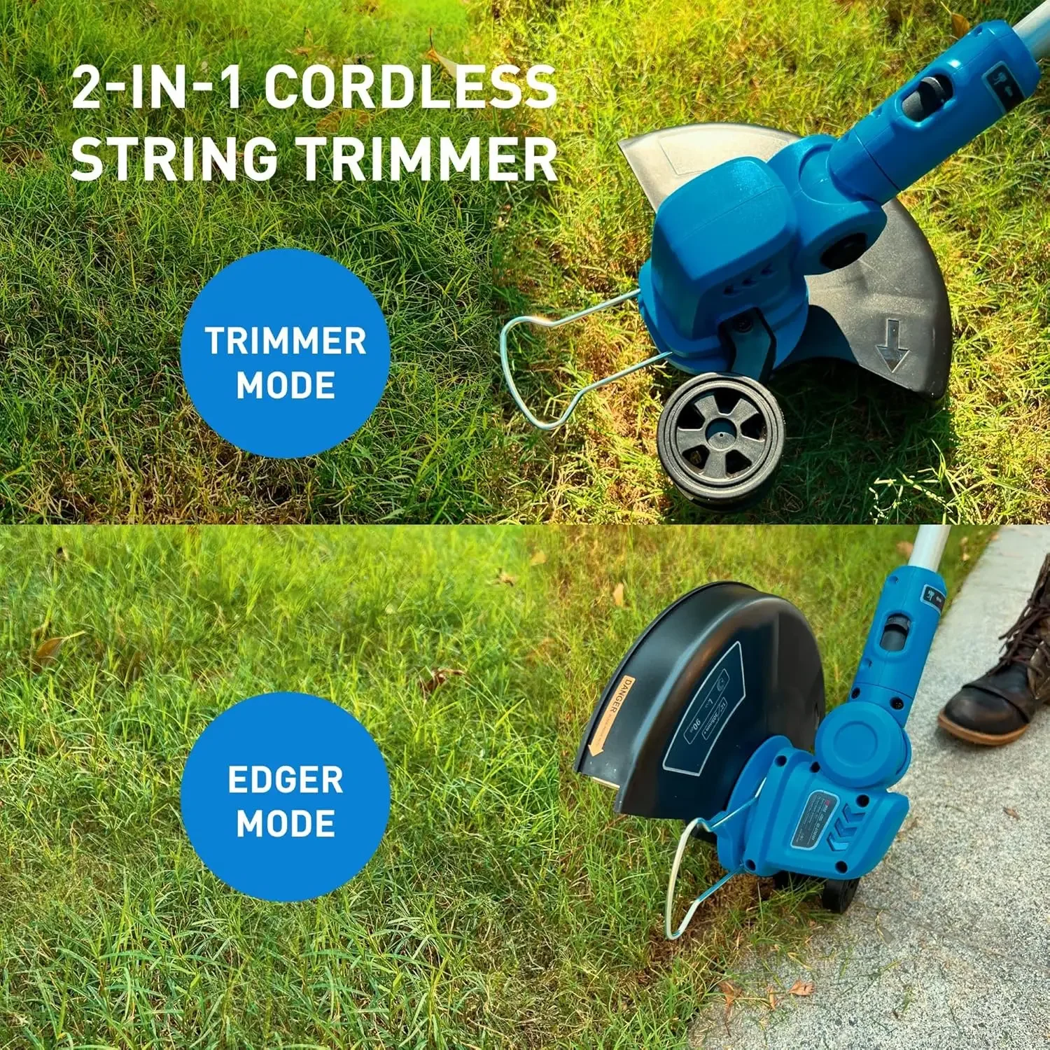 20V Cordless String Trimmer & Edger and Leaf Blower Combo Kit, 12 Inch Weed Wacker with 90 Degree Adjustable Head, 130 MPH Elect