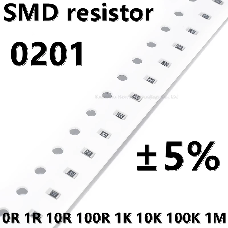 (100 шт.) 0201 5% SMD резистор 0R 1R 2.2R 22R 4.7R 10R 47R 100R Ом 1K 2,2 K 4,7 K 47K 51K 10K 100K 1M 4,7 M Ω