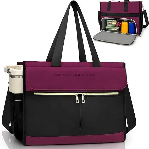 2026-women's-insulated-lunch-tote-bag-2-in-1-large-capacity-computer-handbag-outdoor-camping-cooler-bags-waterproof-shoulder-bag