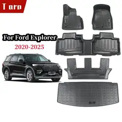 car foor mat For Ford Explorer 2020-2025 7 Seater Left TPE Floor Mats,All-Weather Waterproof Automotive Mat Trunk MatForExplorer