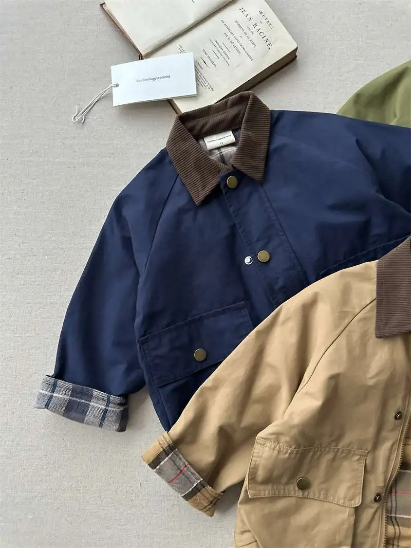 2026 UNITIM Frühling Herbst Kinder Jungen Jacke Kariert mit Taschen Langarm Kleinkind Jungen Oberbekleidung Mantel Kinder Jungen Jacke – Detail 11