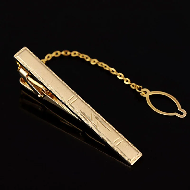 Hebilla de corbata Simple de Metal para hombre, broche de barra de corbata de Color dorado, Clip de abrazadera, Pin de corbatas de acero inoxidable