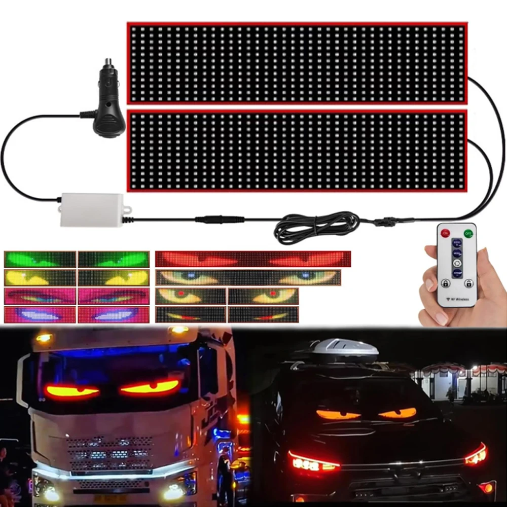 Devil's Eye Truck Windshield Remote Control Flexible Led Eye Animation Display Soft Foldable Lighting Scrolling Board 12V 24V