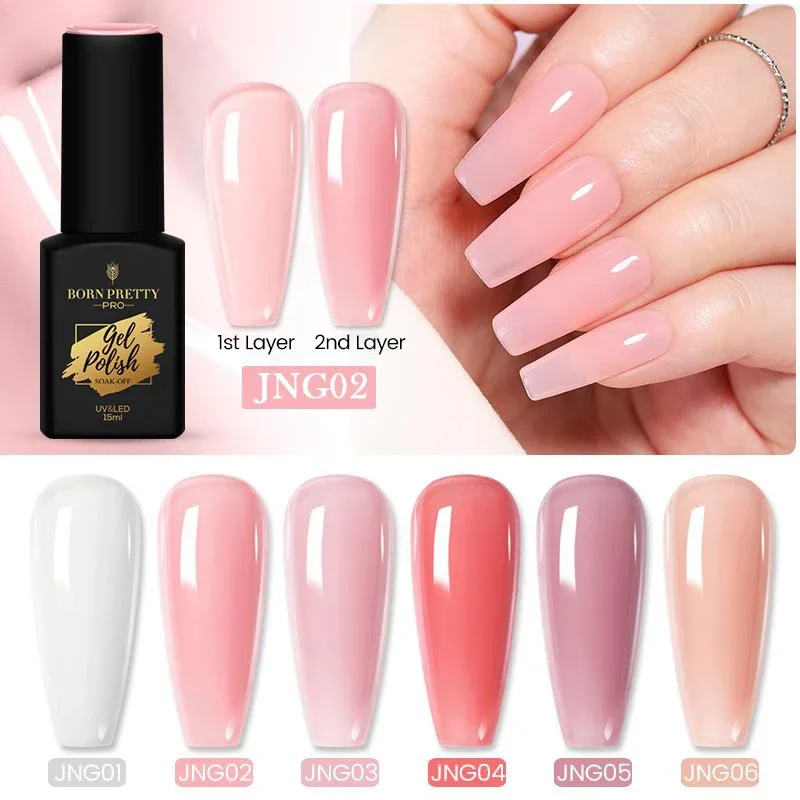 BORN PRETTY PRO 15ml Jelly Nude Gel Nail Polish High Quality Translucent Milky White Nail Gel Varnish Soak Off UV Gel Polish