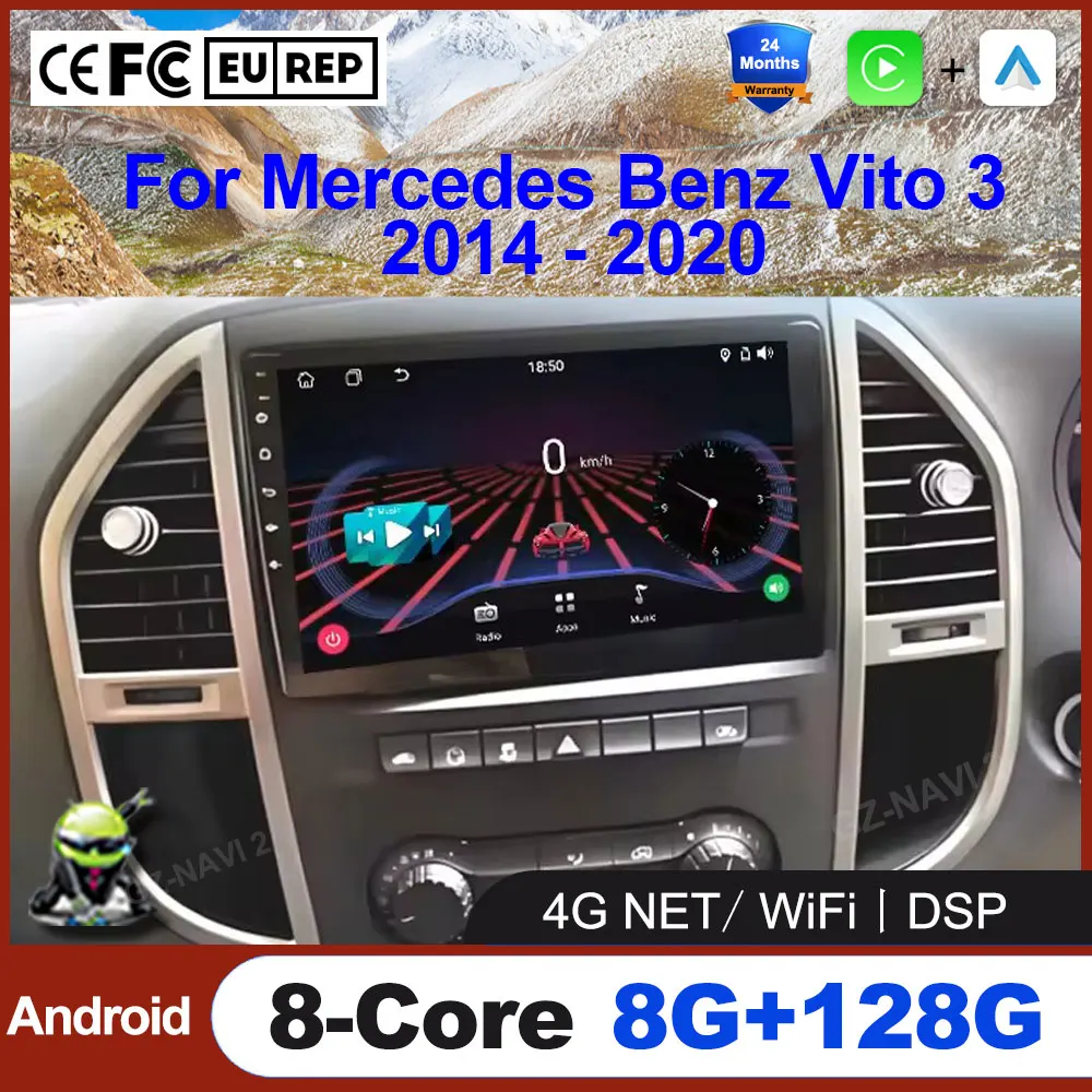 

Wireless CarPlay Android Auto Radio Video For Mercedes Benz Vito 3 2014 - 2020 GPS Navigation stereo Tools DSP Bluetooth 4G+Wifi