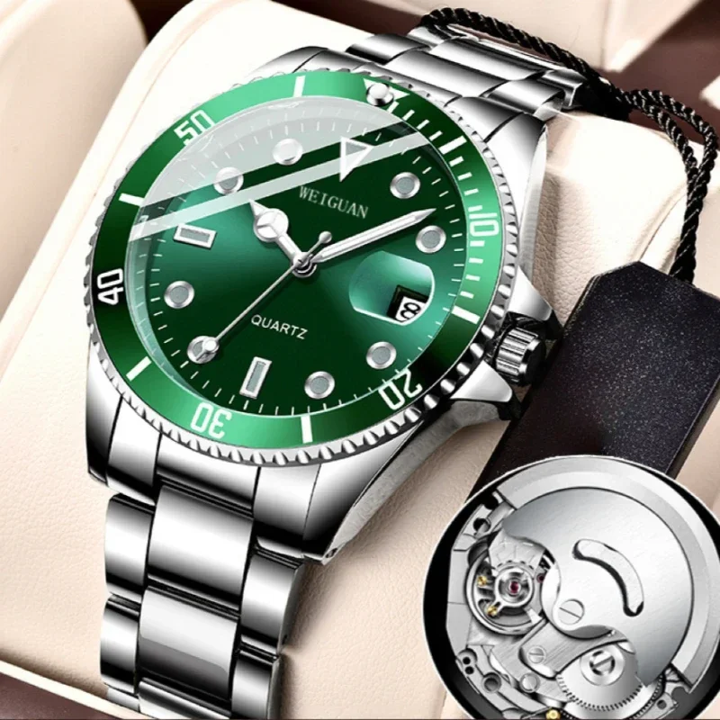 

Fashion Men's Green Water Ghost Quartz Watch Men's Business Luxury Luminous Calendar Watch