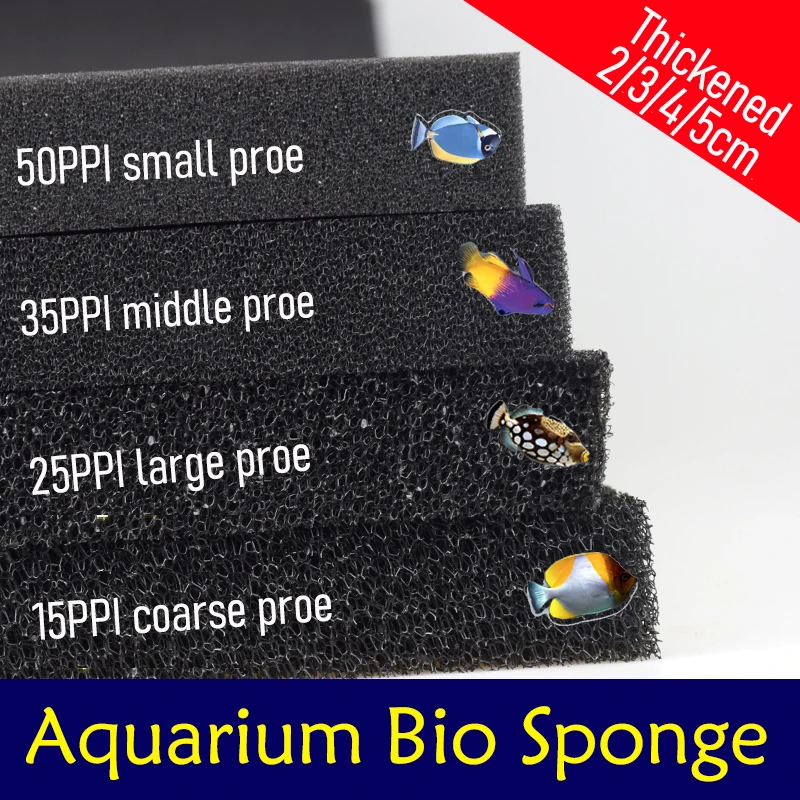Almohadilla de filtro de esponja para acuario de 15/25/35/50PPI, esponja de espuma de medios de filtro Bio, accesorios de filtro de espuma de corte a tamaño para estanque de pecera