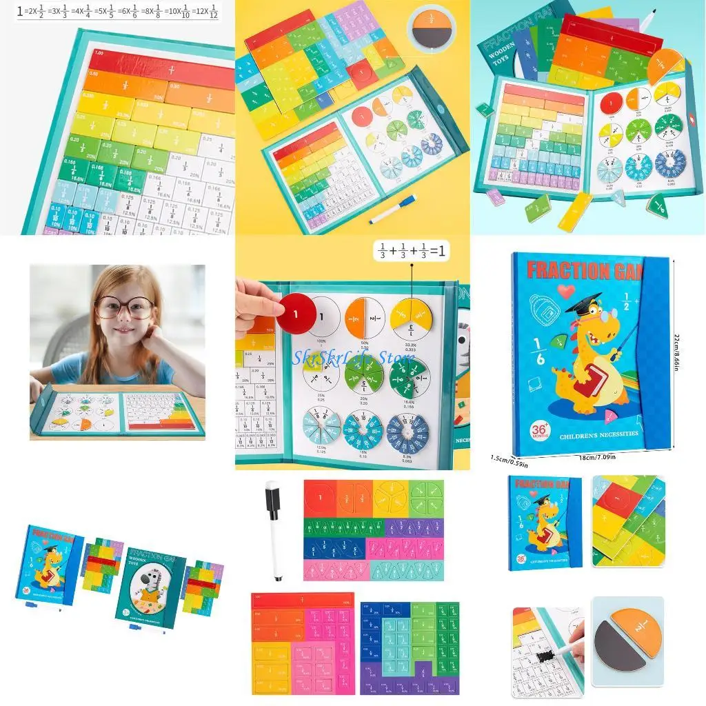 

E65E Fraction Discs Demonstrator Math Teaching Aid Educational Toy