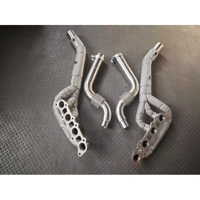 JTLD High Performance 304 Stainless Steel Header Catless with Heat Shield for Ford Mustang GT 5.0 V8 2017+